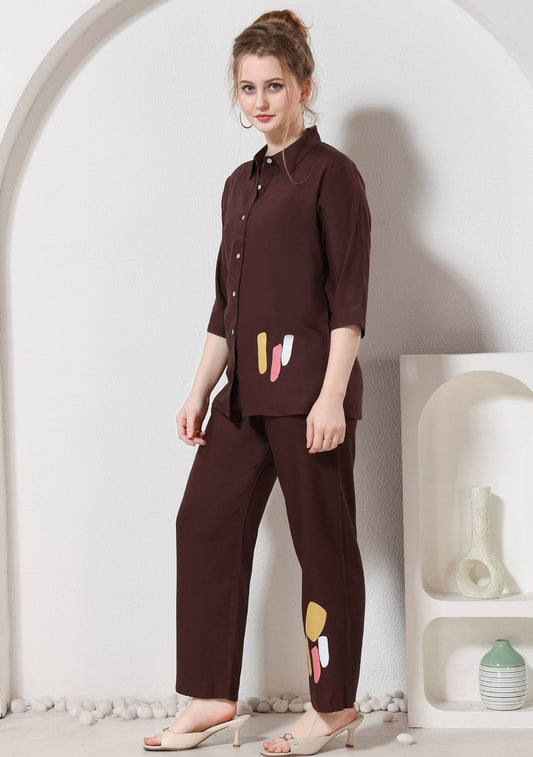 Riva Mocha Thread Linen Co-ord Set