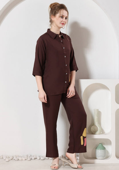 Riva Mocha Thread Linen Co-ord Set