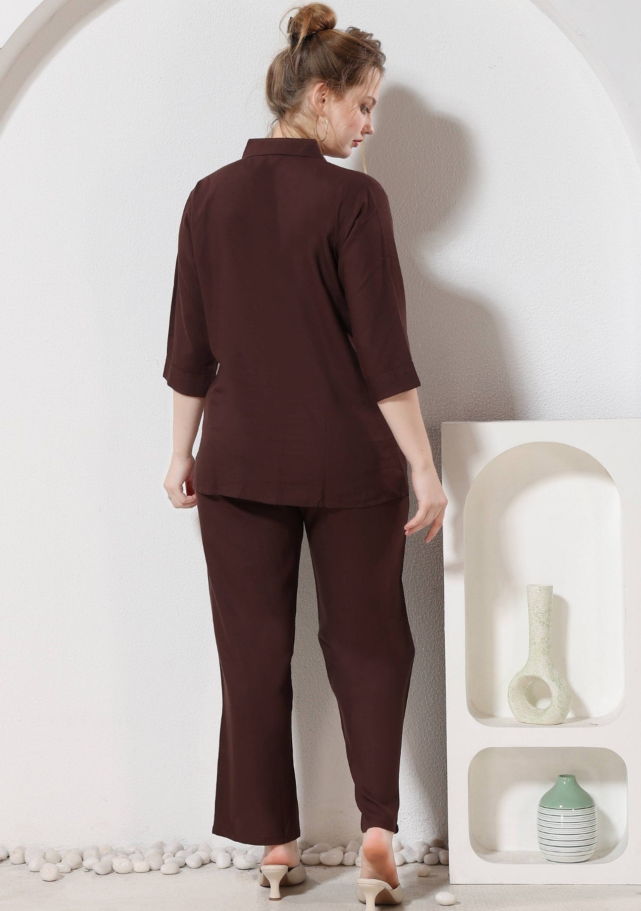 Riva Mocha Thread Linen Co-ord Set