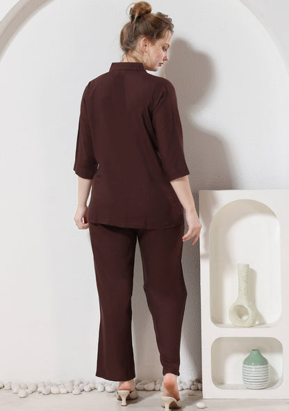 Riva Mocha Thread Linen Co-ord Set