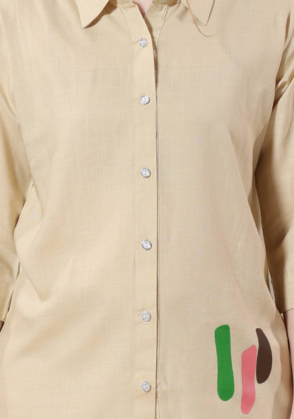 Riva Beige Thread Linen Co-ord Set