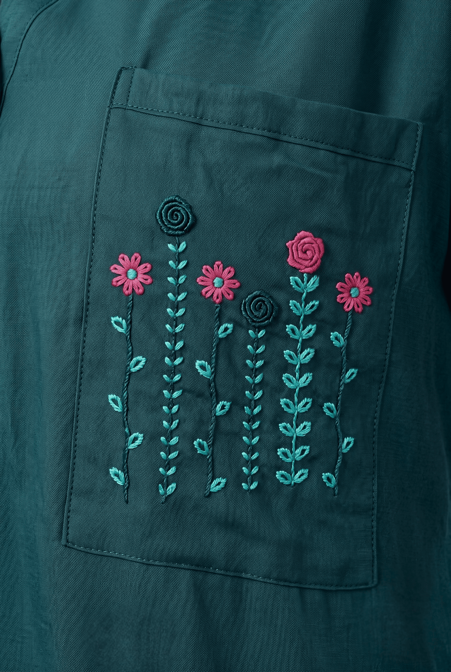 MIRA EMERALD GREEN EMBROIDERED NIGHTGOWN
