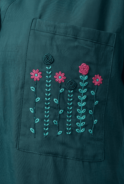 MIRA EMERALD GREEN EMBROIDERED NIGHTGOWN