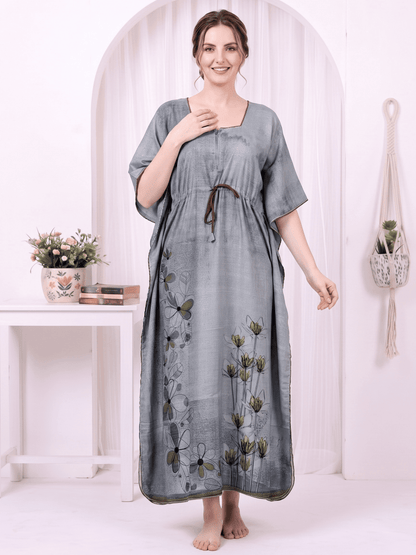 Saira Moonstone Grey Printed Kaftan