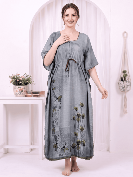 Saira Moonstone Grey Printed Kaftan