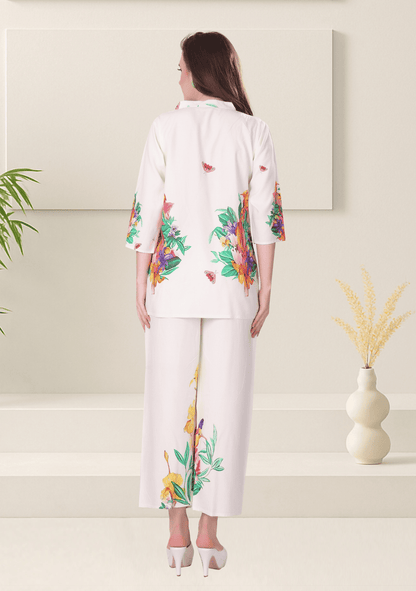 Zoey Ivory Printed Rayon Co-ord Set