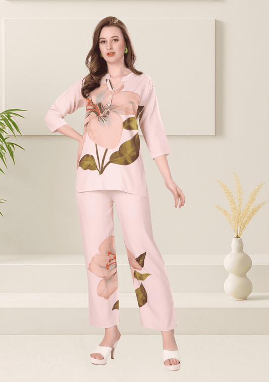 Grace Candy Floss Printed Rayon Co-ord Set
