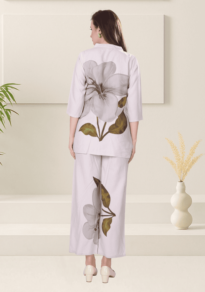 Grace Dove Gray Printed Rayon Co-ord Set