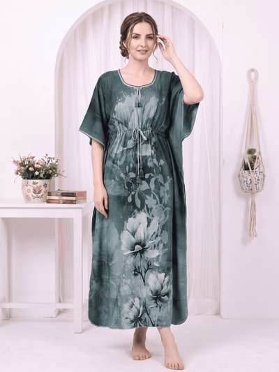 ZIA BOTANICAL GREEN PRINTED KAFTAN
