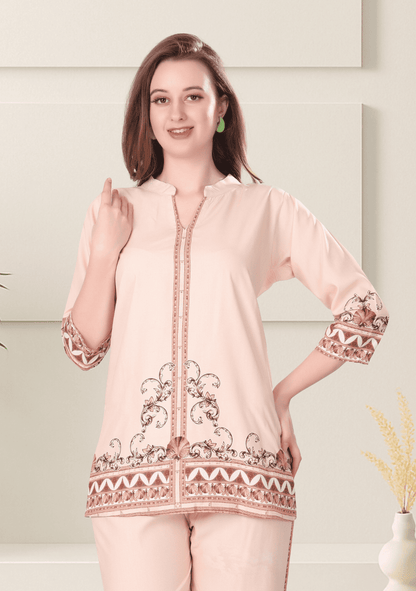 Naira Millennial PinkPrinted Rayon Co-ord Set