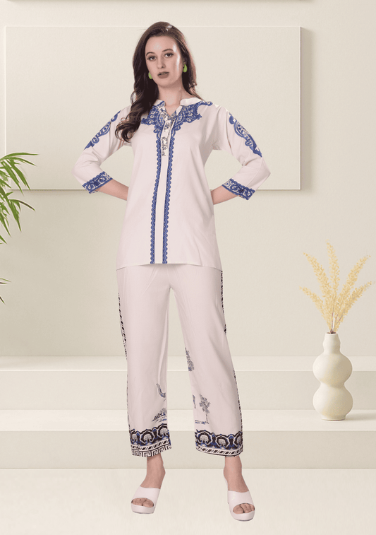 Naira Alabaster Printed Rayon Co-ord Set