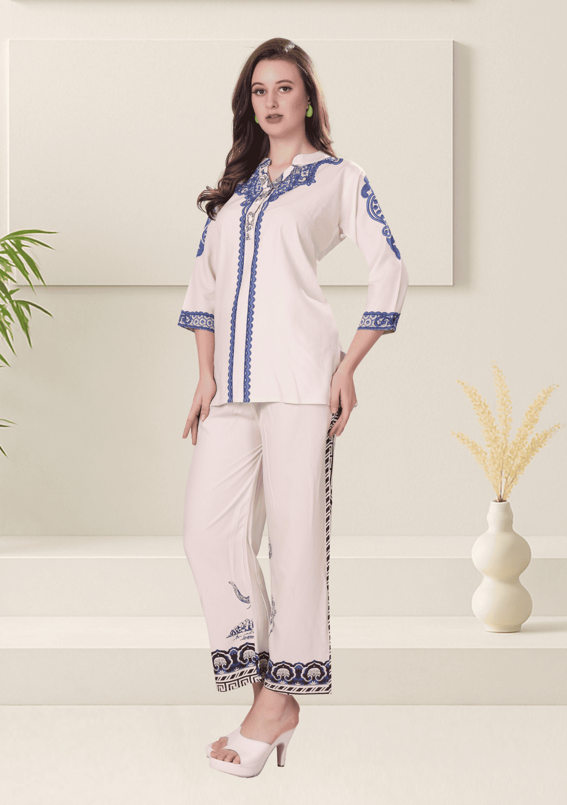 Naira Alabaster Printed Rayon Co-ord Set