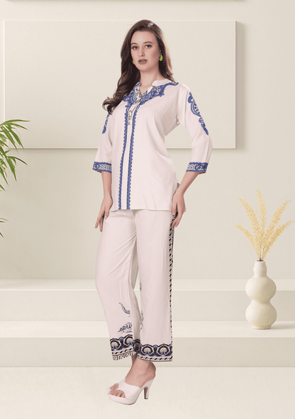 Naira Alabaster Printed Rayon Co-ord Set