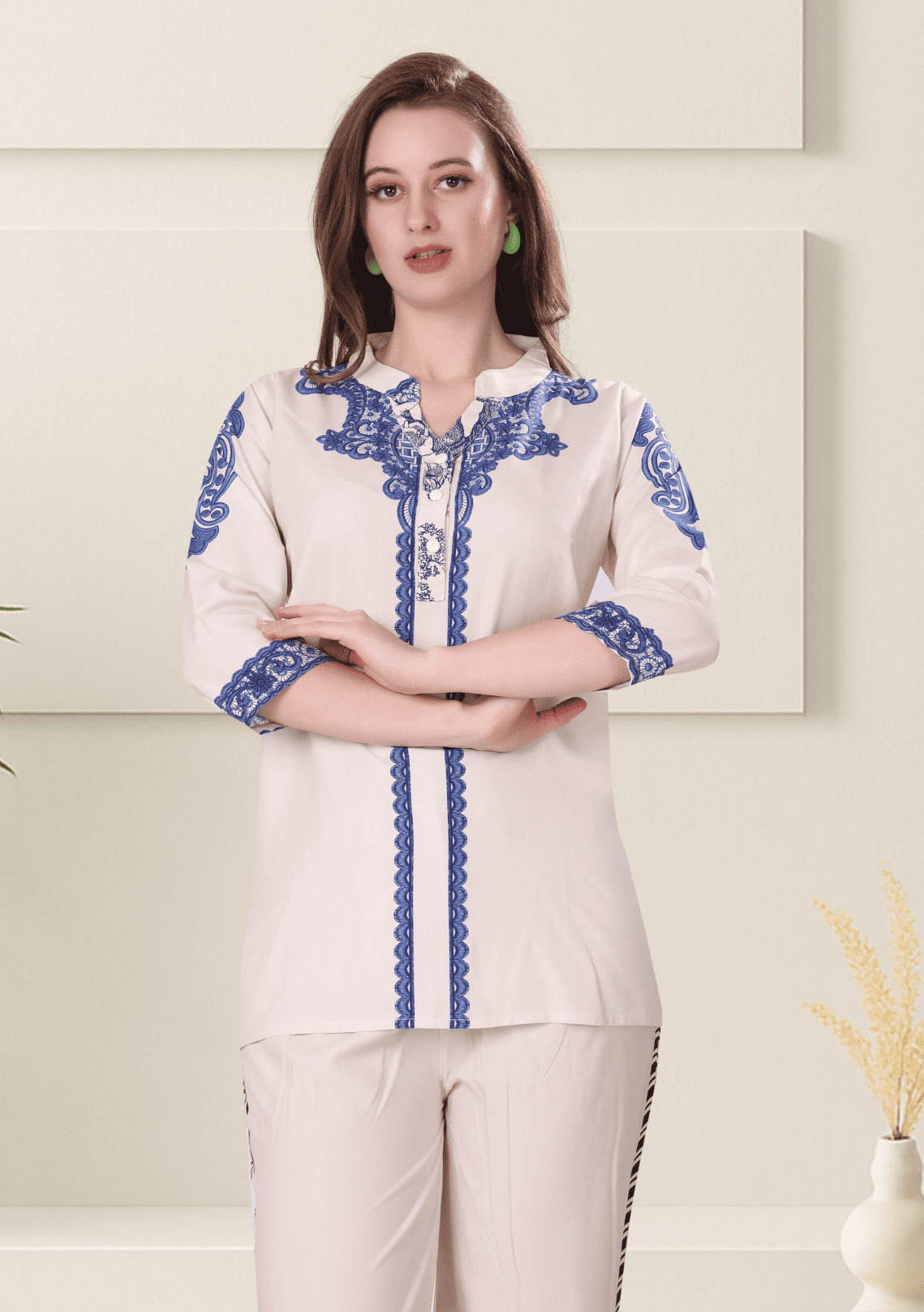 Naira Alabaster Printed Rayon Co-ord Set