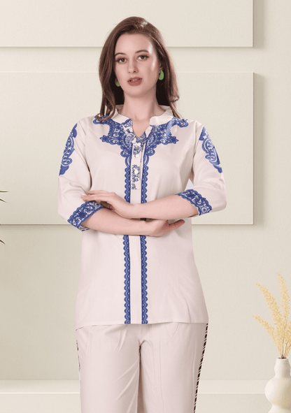 Naira Alabaster Printed Rayon Co-ord Set