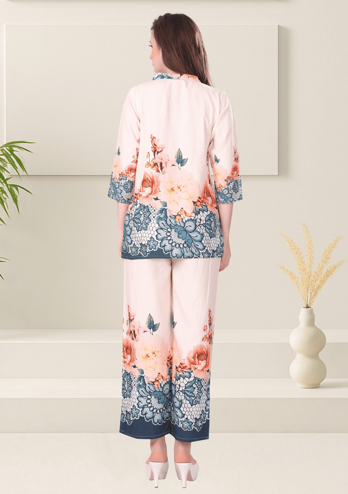 Rhea Apricot Printed Rayon Co-ord Set