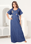 Freya Dark Denim Embroidered Nightgown Thumb
