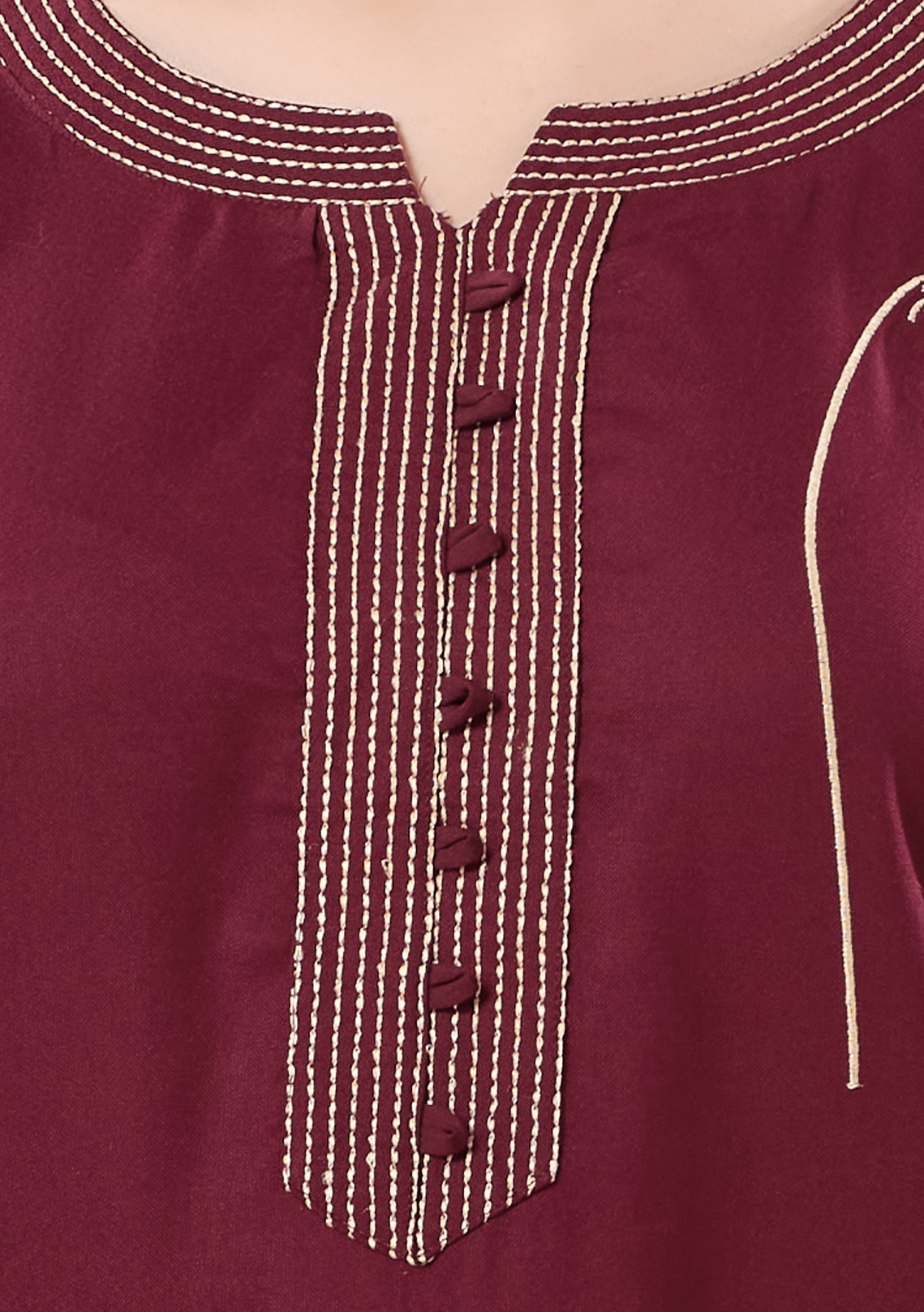 Myra Dark Cherry  Floral Embroidered  Nightgown