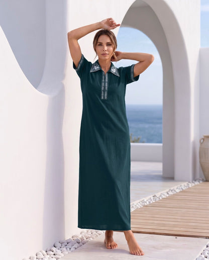KIARA EMERALD FLORAL EMBROIDERED NIGHTGOWN