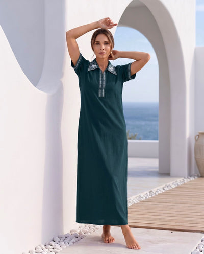KIARA EMERALD FLORAL EMBROIDERED NIGHTGOWN