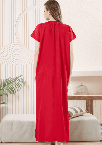 Anaya crimson Floral Embroidered Nightgown