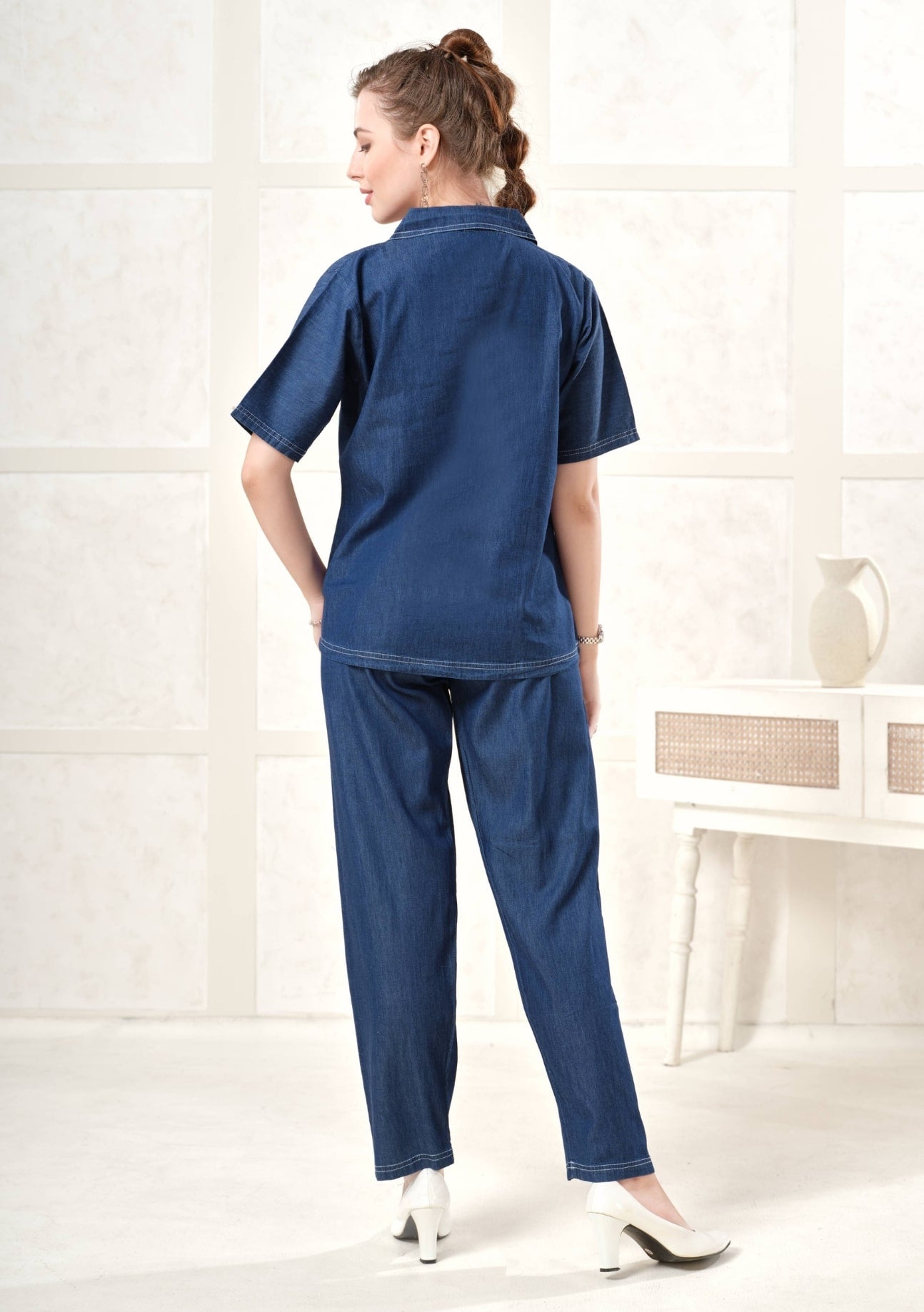 Rosie Embroidered Dark Denim Co-ord Set