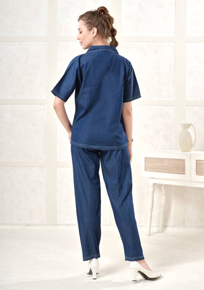 Rosie Embroidered Dark Denim Co-ord Set