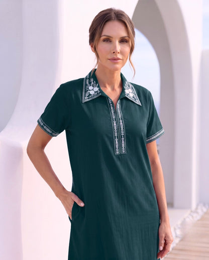 KIARA EMERALD FLORAL EMBROIDERED NIGHTGOWN