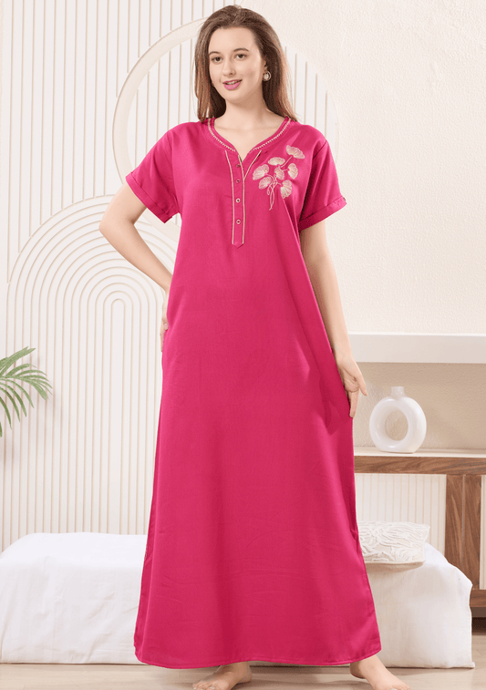 Lumi  Ruby  Floral Embroidered  Nightgown