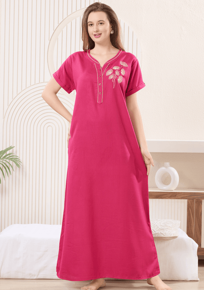 Lumi Ruby Floral Embroidered Nightgown