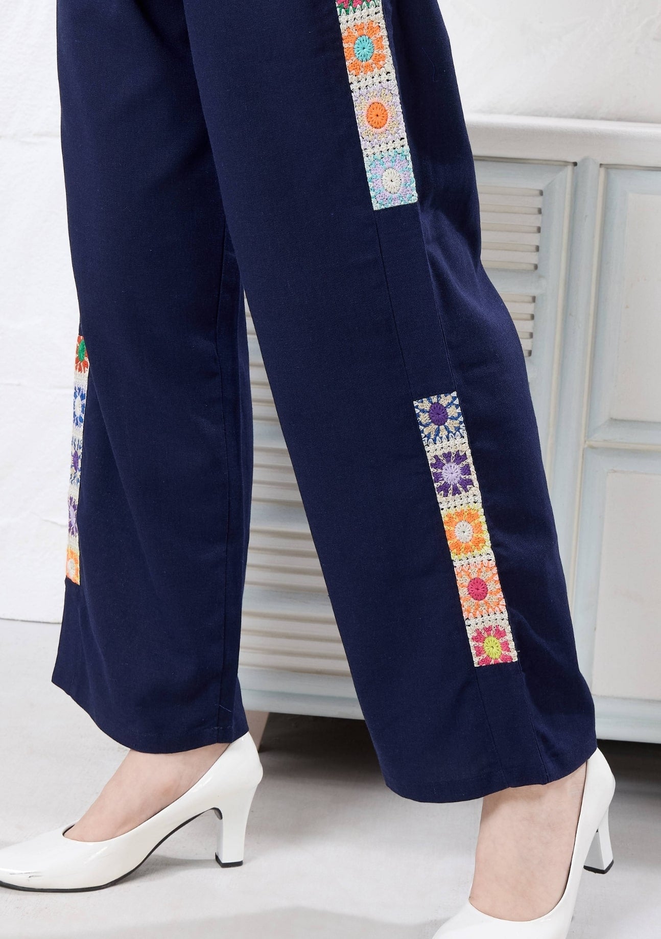 Camellia Ink Blue Crochet Linen Co-ord Set