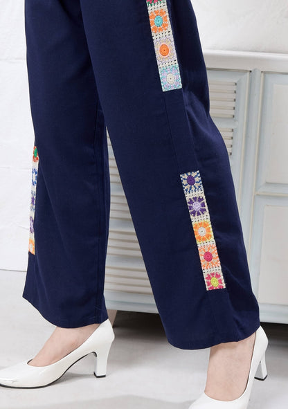 Camellia Ink Blue Crochet Linen Co-ord Set