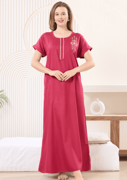 Lumi  Barbie Pink  Floral Embroidered  Nightgown