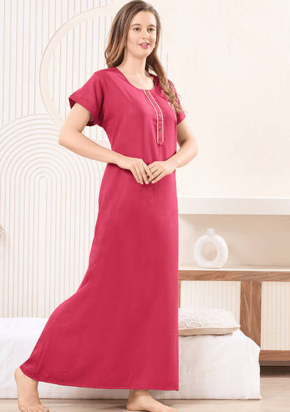 Lumi  Barbie Pink  Floral Embroidered  Nightgown