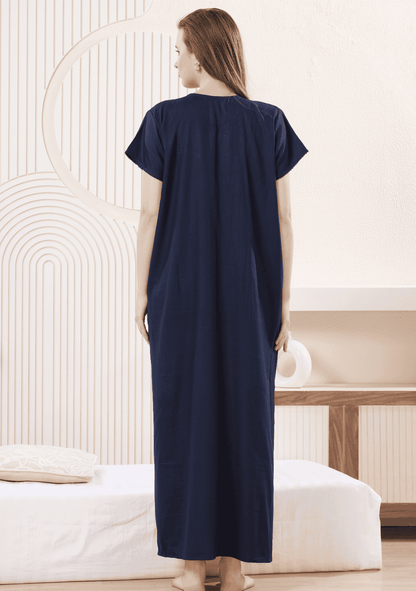 Anaya Indigo Floral Embroidered Nightgown