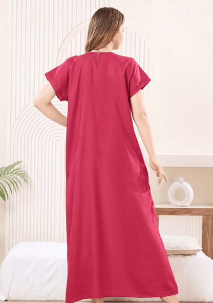 Lumi  Barbie Pink  Floral Embroidered  Nightgown