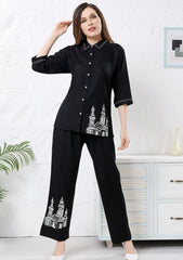 Veronica Noir Black Motif Linen Co-ord Set