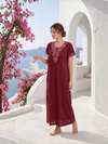 Aura Maroon Bloom Embroidered Nightgown Thumb