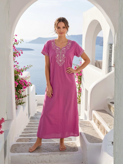 Lumina Blush Dusty Pink Ornate Embroidered Nightgown